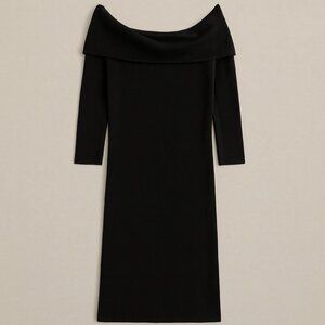 NWT Off the Shoulder Black Rib Knit Dress